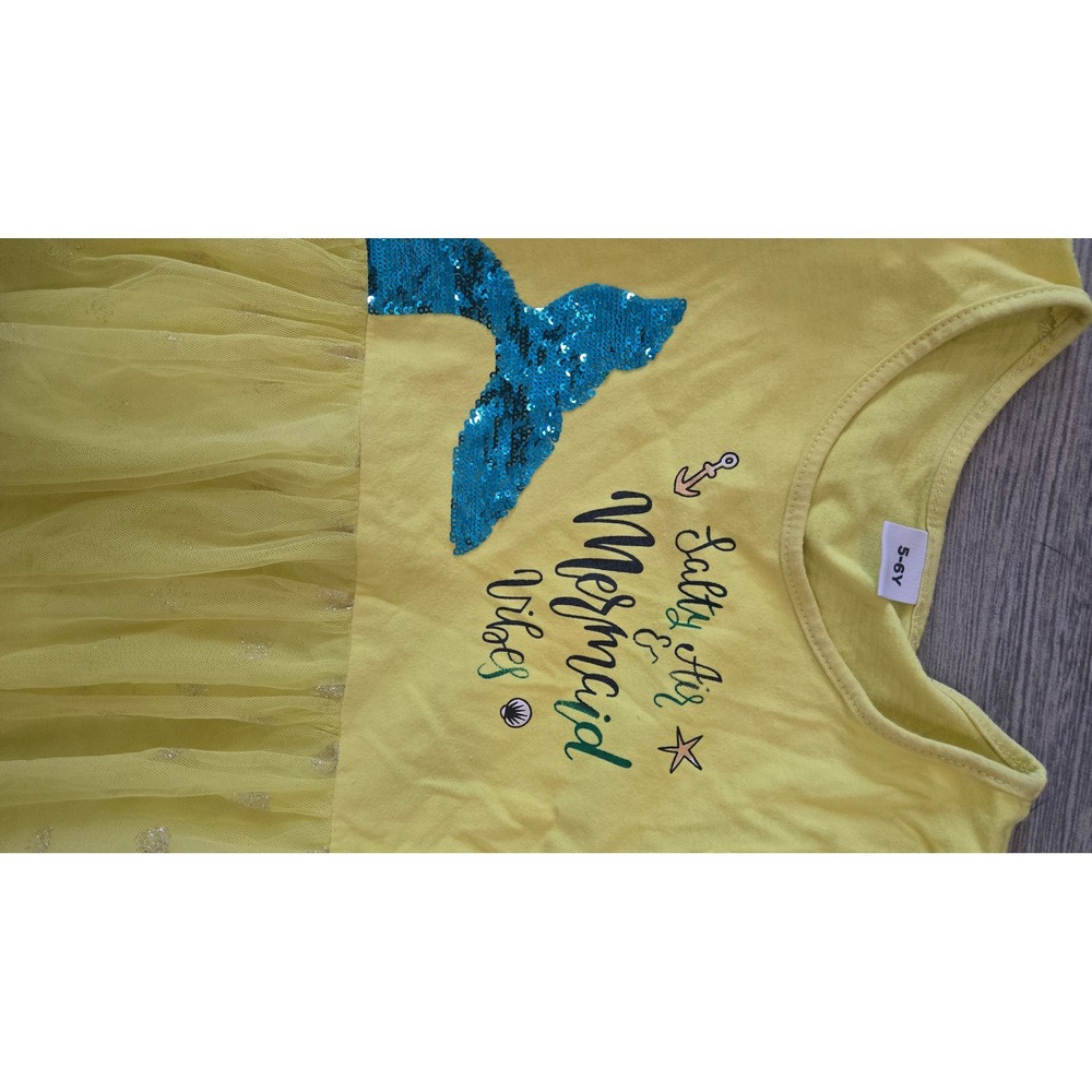 Girls Mermaid Tutu Dress and Skirt Bundle Set 4pc Blue Yellow Pink White 5T 5-6Y - Picture 3 of 6